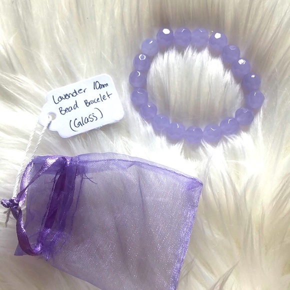 Lavender bracelet healing crystal glass 10mm lilac